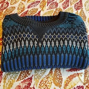 S blue patterned target sweater